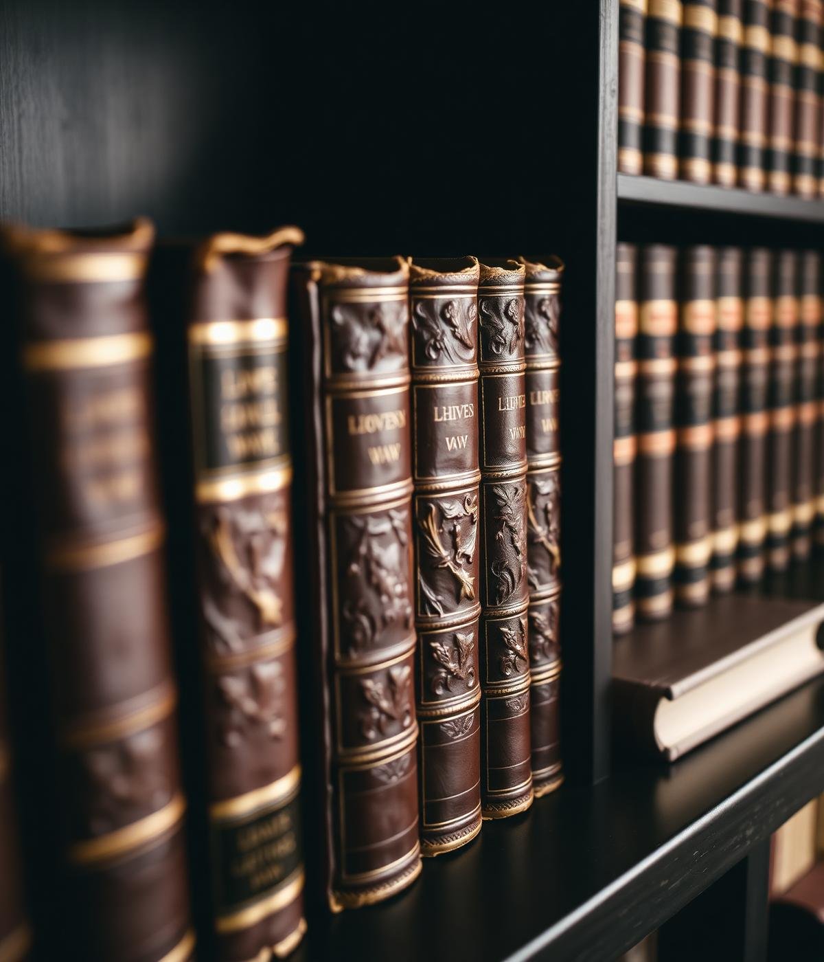 Leather-bound law reports in chambers